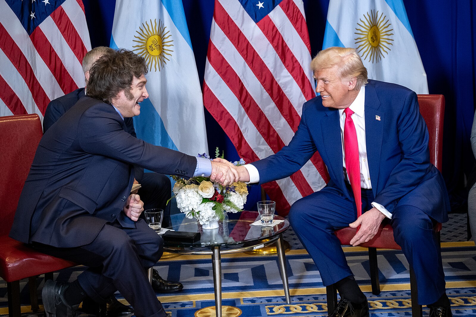 President Donald Trump meets with Argentina’s President Javier Milei at the Gaylord National Resort & Convention Center in Oxon Hill, Maryland, on Saturday, February 22, 2025. (Official White House Photo by Molly Riley)