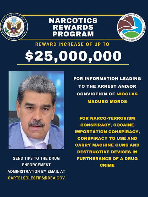 EUA oferecem recompensa de US$25 milhões por informações do narcotraficante maduro