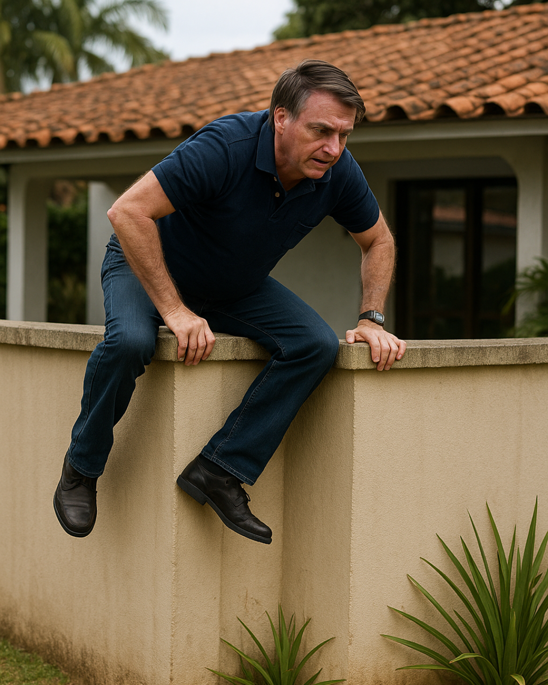 PF teme que Bolsonaro, cheio de problemas de saúde após a facada que sofreu, fuja pulando muro de condomínio